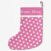 Witte Polka Roze Kerst Stocking Custom Name Kleine Kerstsok (Achterkant)