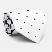 Witte polka stip afstuderen en zwarte achtergrond stropdas (Opgerold)
