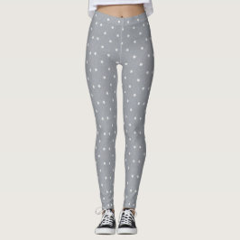 Witte polka stip grijze leggings voor vrouwen