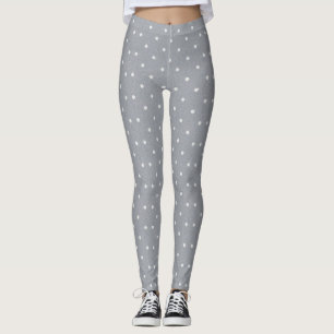 Witte polka stip grijze leggings voor vrouwen