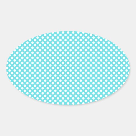 Witte polka stip op blauw ovale sticker (Voorkant)