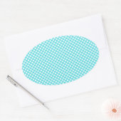 Witte polka stip op blauw ovale sticker (Envelop)