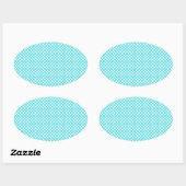 Witte polka stip op blauw ovale sticker (Vel)