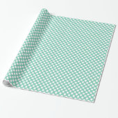 Witte polka stip op Blauwgroen groene achtergrond Cadeaupapier (Uitgerold)