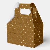 Witte polka stip op bruine popcorn geveldoos bedankdoosjes (Voorkant)