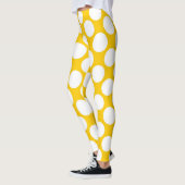Witte polka-stippen groot op Tangerine Geel Sinaas Leggings (Links)