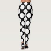 Witte polka-stippen groot op zwart leggings (Achterkant)