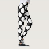 Witte polka-stippen groot op zwart leggings (Rechts)