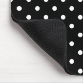 witte polka stippen in zwart muismat (Hoek)