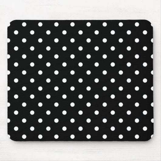 witte polka stippen in zwart muismat (Voorkant)