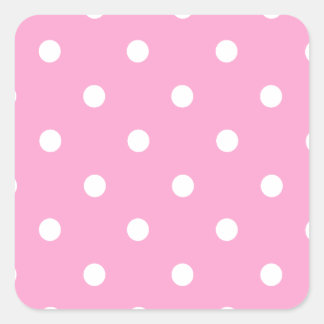 Witte Polka stippen met roze achtergrond Vierkante Sticker