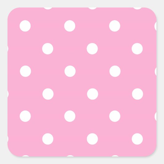 Witte Polka stippen met roze achtergrond Vierkante Sticker (Voorkant)