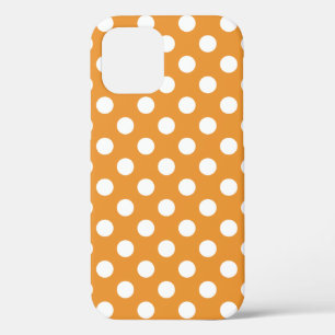 Witte polka stippen op amber iPhone 12 hoesje