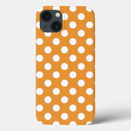 Witte polka stippen op amberkleurige Hoesje-Mate i Case-Mate iPhone Case (Achterkant)