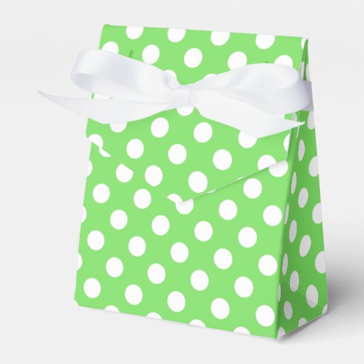 Witte polka stippen op appelgroen bedankdoosjes (Voorkant Zijde)