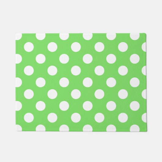 Witte polka stippen op appelgroen deurmat (Voorkant)