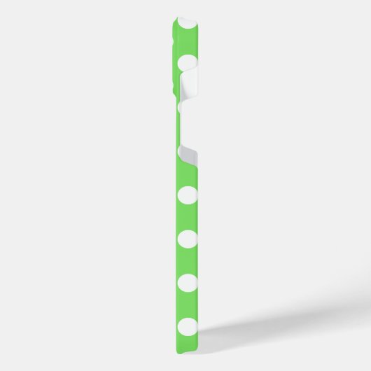 Witte polka stippen op appelgroen iPhone hoesje (Linkerkant)