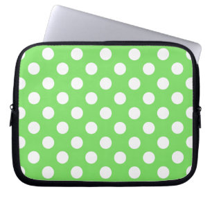 Witte polka stippen op appelgroen laptop sleeve