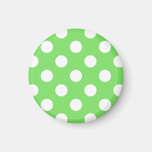 Witte polka stippen op appelgroen magneet (Voorkant)