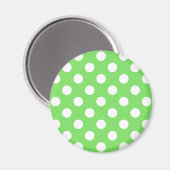 Witte polka stippen op appelgroen magneet (Voorkant / Achterkant)