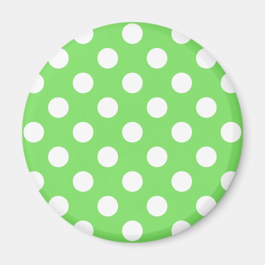 Witte polka stippen op appelgroen magneet (Voorkant)