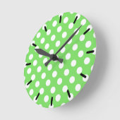 Witte polka stippen op appelgroen ronde klok (Hoek)