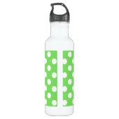 Witte polka stippen op appelgroen waterfles (Achterkant)