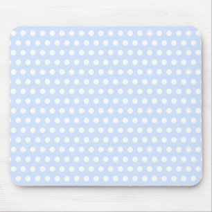 Witte polka stippen op babyblauw muismat