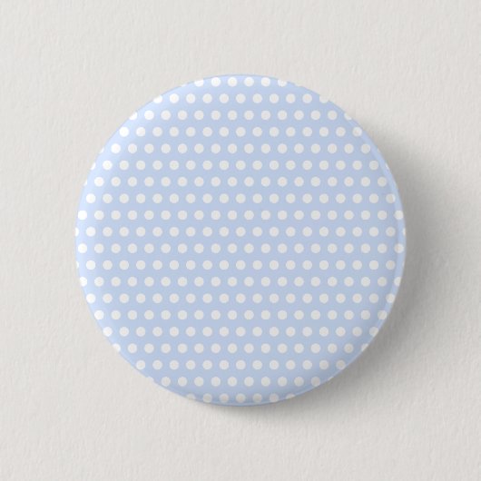 Witte polka stippen op babyblauw ronde button 5,7 cm (Voorkant)