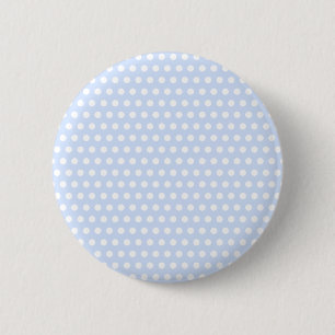 Witte polka stippen op babyblauw ronde button 5,7 cm