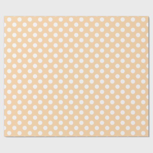 Witte polka-stippen op beige cadeaupapier (Vlak)