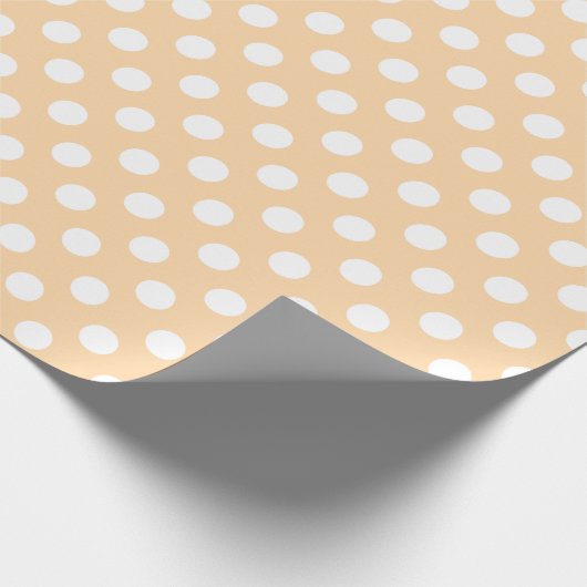 Witte polka-stippen op beige cadeaupapier (Hoek)