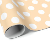 Witte polka-stippen op beige cadeaupapier (Rol Hoek)
