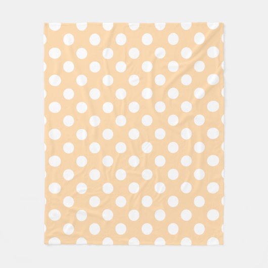Witte polka-stippen op beige fleece deken (Voorkant)