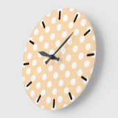 Witte polka-stippen op beige grote klok (Hoek)