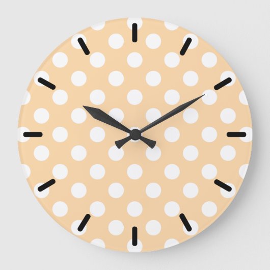 Witte polka-stippen op beige grote klok (Voorkant)