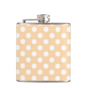 Witte polka-stippen op beige heupfles