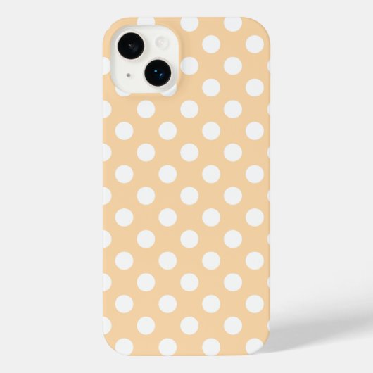 Witte polka-stippen op beige iPhone hoesje (Achterkant)