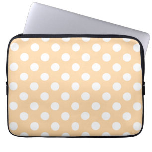 Witte polka-stippen op beige laptop sleeve