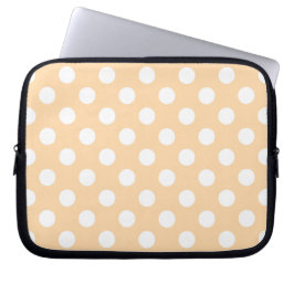Witte polka-stippen op beige laptop sleeve