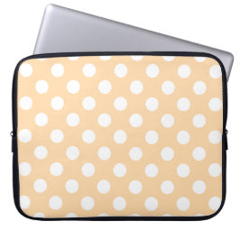 Witte polka-stippen op beige laptop sleeve