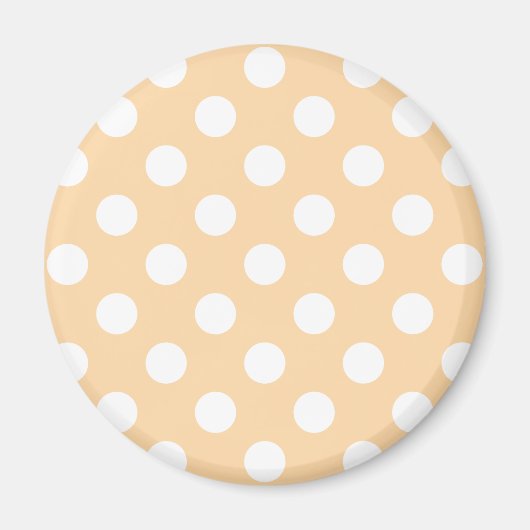 Witte polka-stippen op beige magneet (Voorkant)