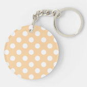 Witte polka-stippen op beige sleutelhanger (Achterkant)