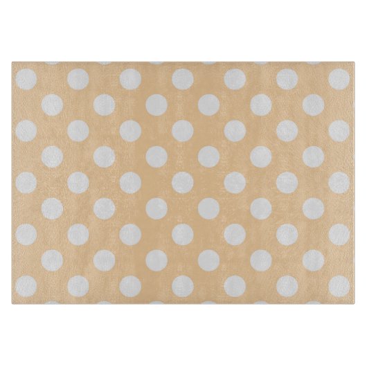 Witte polka-stippen op beige snijplank (Voorkant)