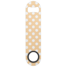 Witte polka-stippen op beige speed flessenopener