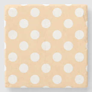 Witte polka-stippen op beige stenen onderzetter