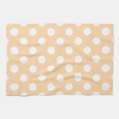 Witte polka-stippen op beige theedoek (Horizontaal)