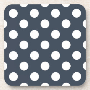 Witte polka-stippen op blauw-grijs bier onderzetter