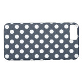 Witte polka-stippen op blauw-grijs Case-Mate iPhone case (Achterkant (Horizontaal))