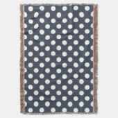 Witte polka-stippen op blauw-grijs deken (Voorkant Verticaal)